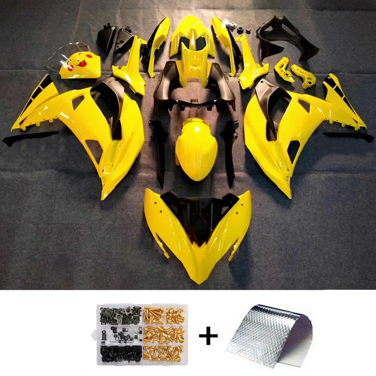 Amotopart 2017-2019 Kawasaki ER-6F Ninja 650R Red Gold Fairing Kit