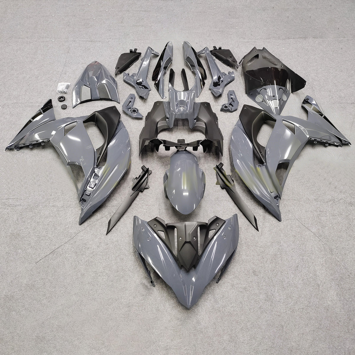 Amotopart 2017-2019 Kawasaki ER-6F Ninja 650R Black Gray Fairing Kit