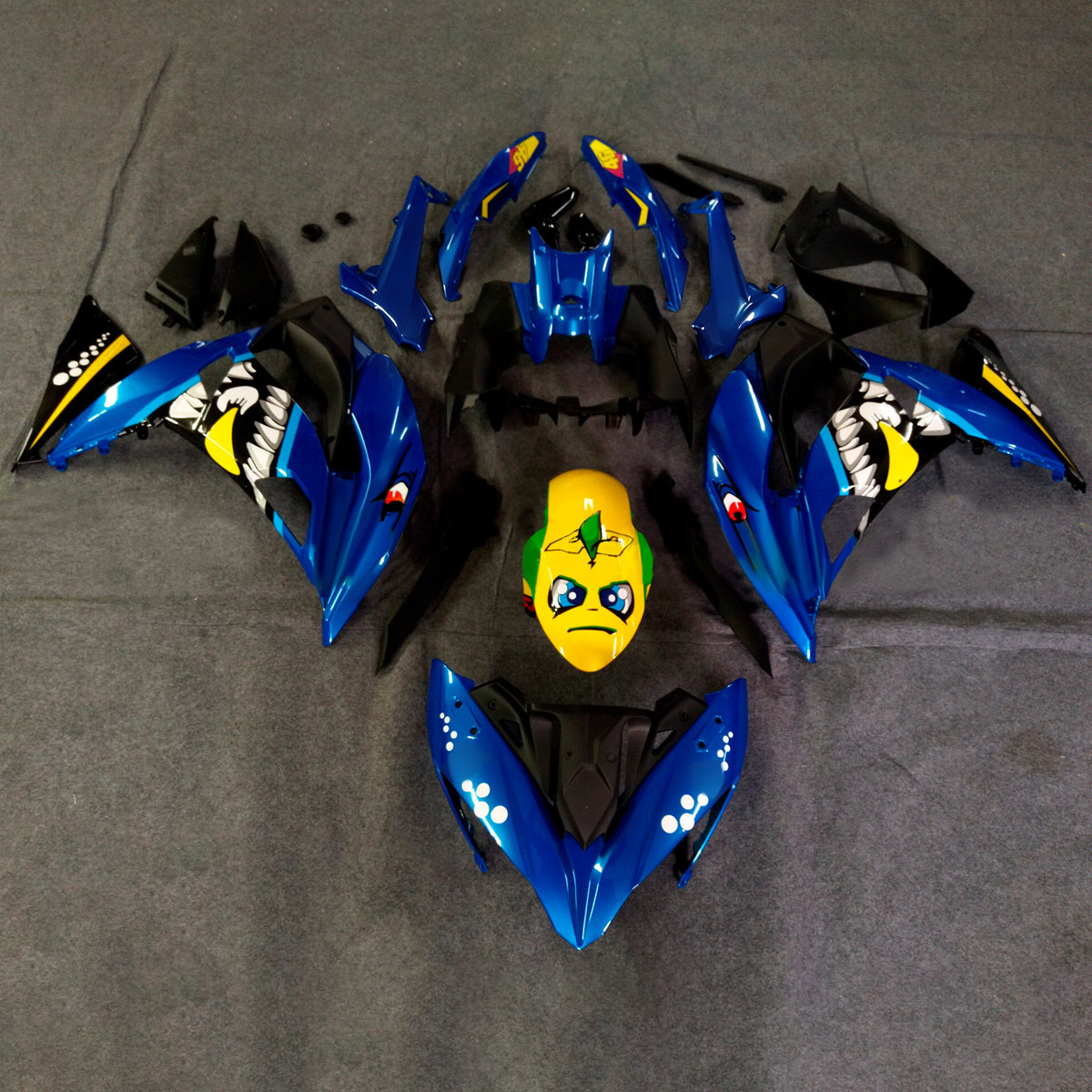 Amotopart 2017-2019 Kawasaki ER-6F Ninja 650R Black Blue Fairing Kit