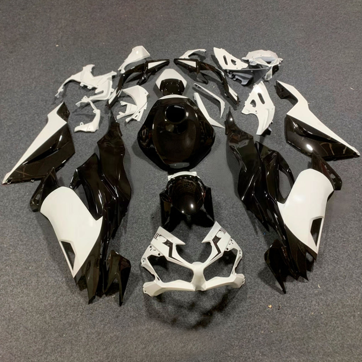 Amotopart 2019-2023 Kawasaki ZX-6R White Black Fairing Kit