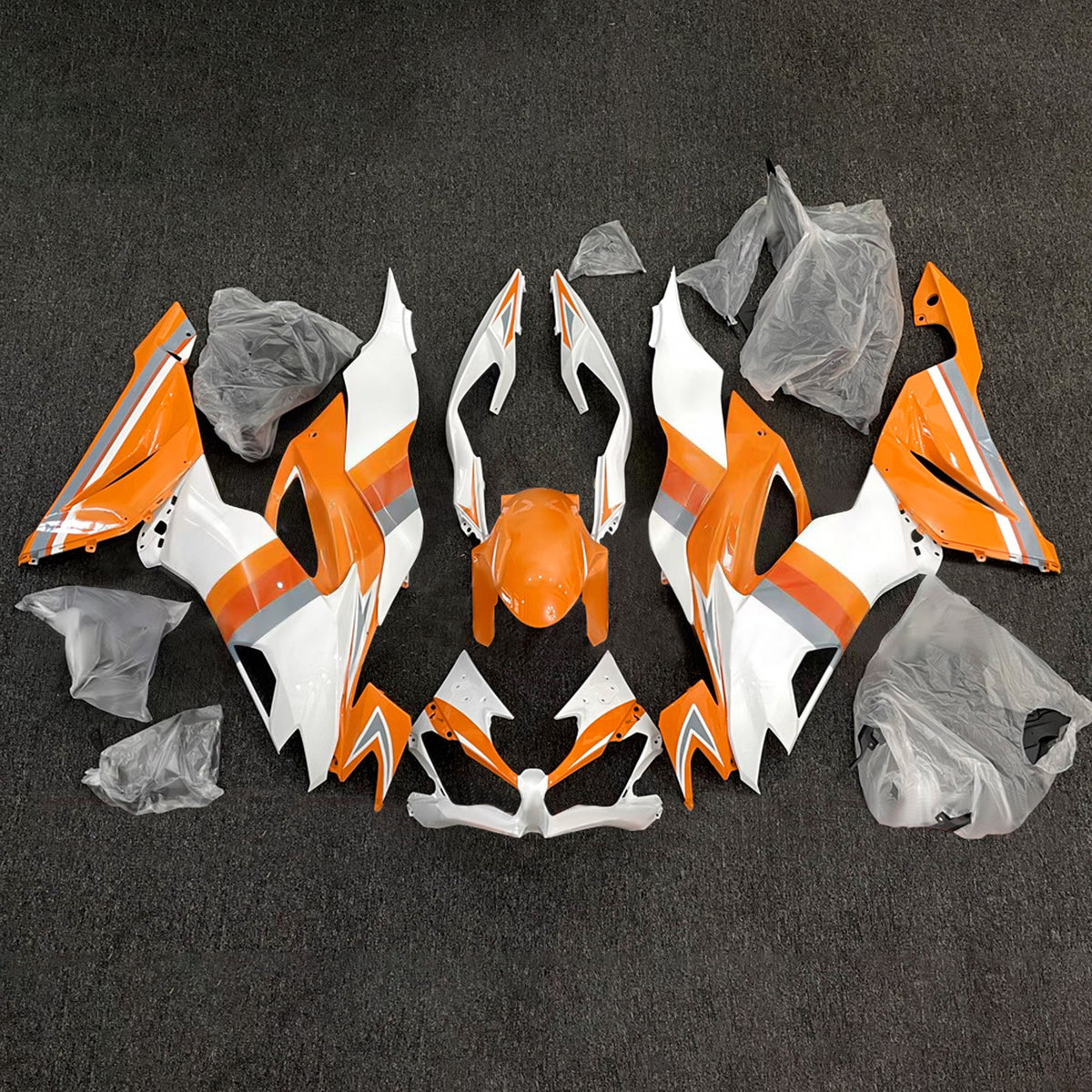 Amotopart 2019-2023 Kawasaki ZX-6R Orange Black Gray White Fairing Kit