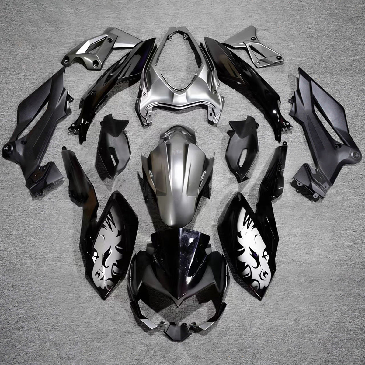 Amotopart 2018-2024 Kawasaki Z400 Black Gray Fairing Kit