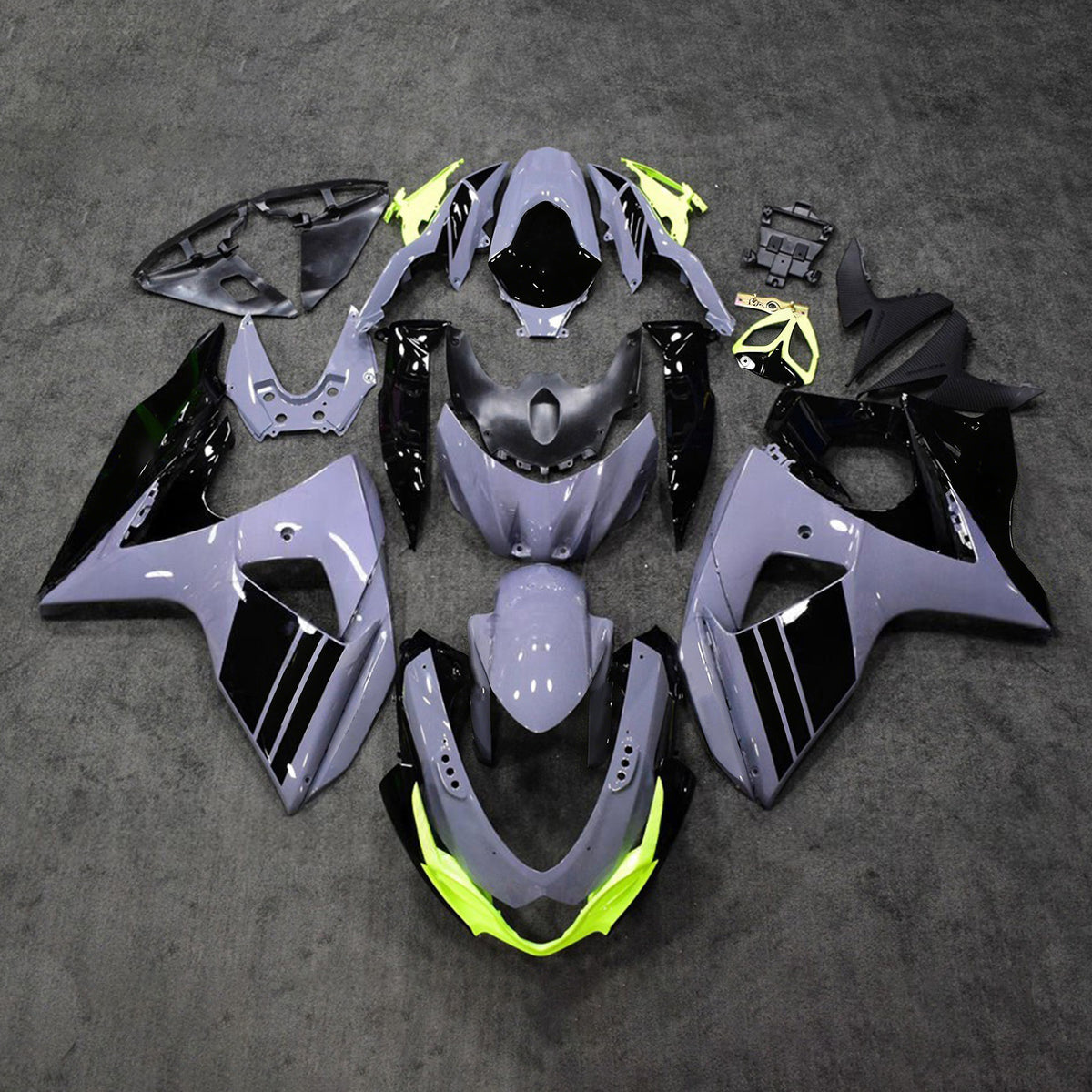 Amotopart 2009-2016 Suzuki GSX-R1000 K9 Black Grey Fairing Kit