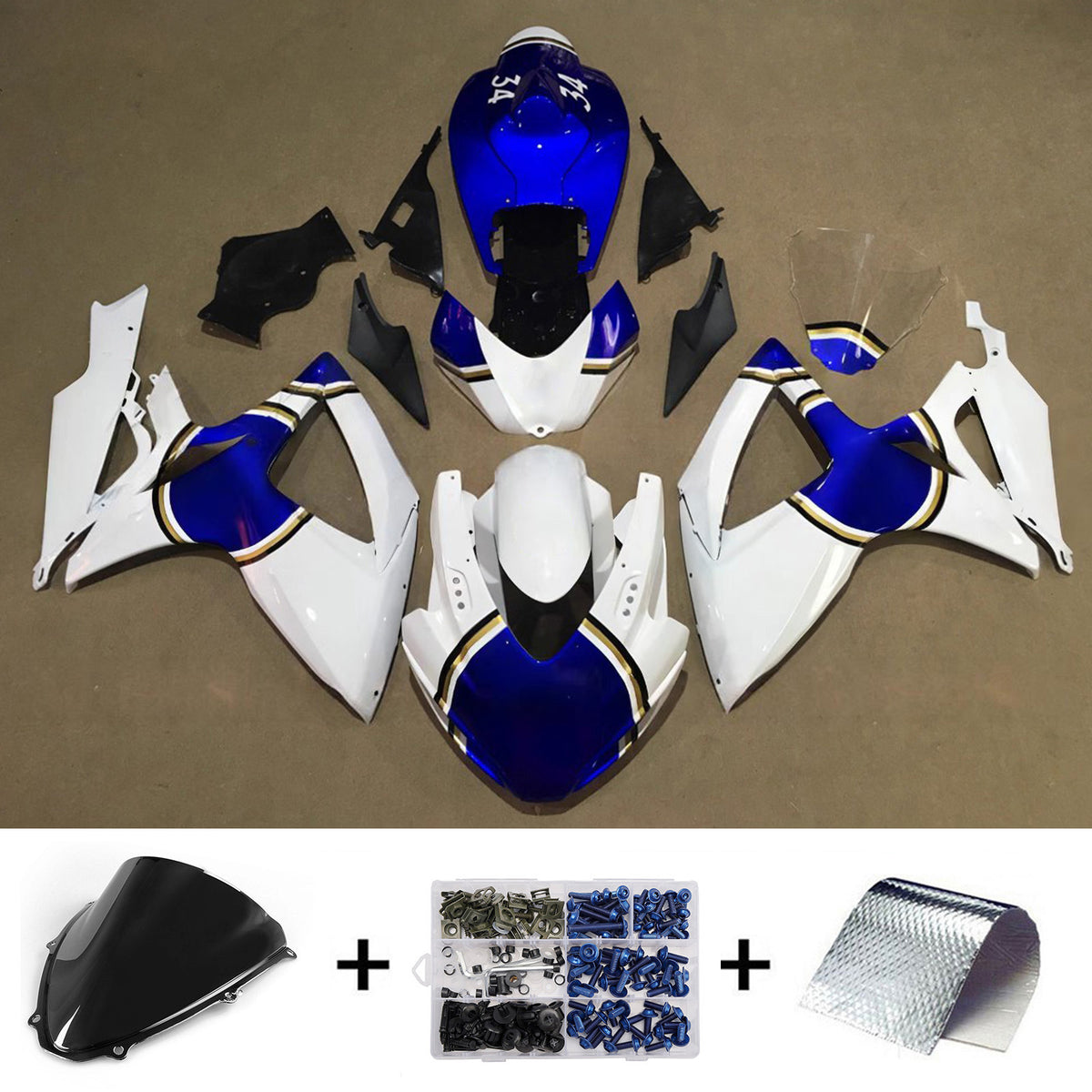 Amotopart 2006-2007 Kit carena Suzuki GSX-R600 750 K6 Grigio Nero