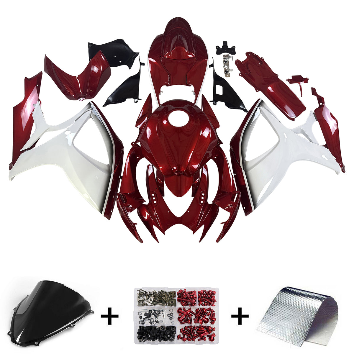 Amotopart 2006-2007 Suzuki GSX-R600 750 K6 Red White Black Fairing Kit