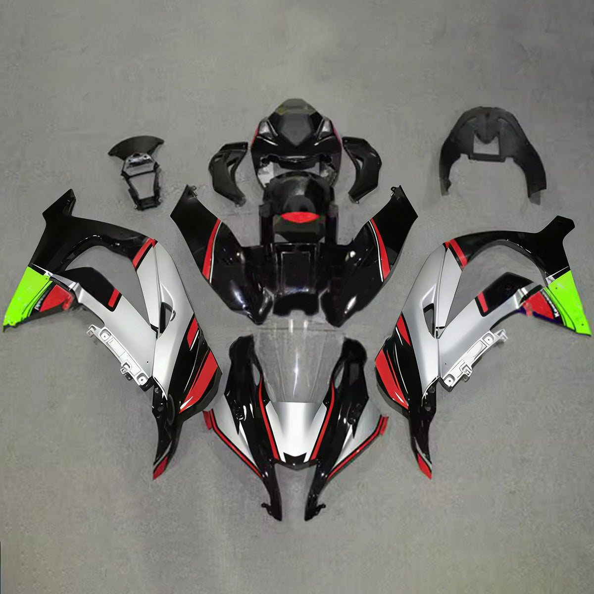 Amotopart 2016-2020 Kawasaki ZX-10R Gray Red Black Fairing Kit