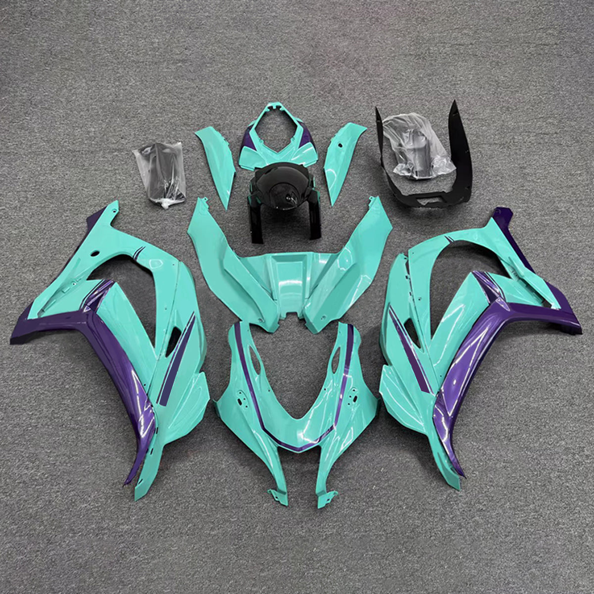 Amotopart 2016-2020 Kawasaki ZX-10R Blue Black Fairing Kit