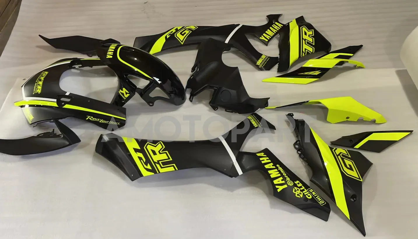 Amotopart Yamaha 2020-2025 YZF R1 Black With Fluorescent Yellow Fairing Kit