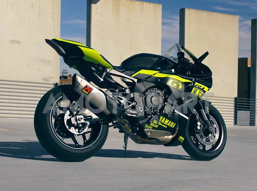 Amotopart ヤマハ 2020-2024 YZF R1 ブラック 蛍光イエローフェアリングキット付き