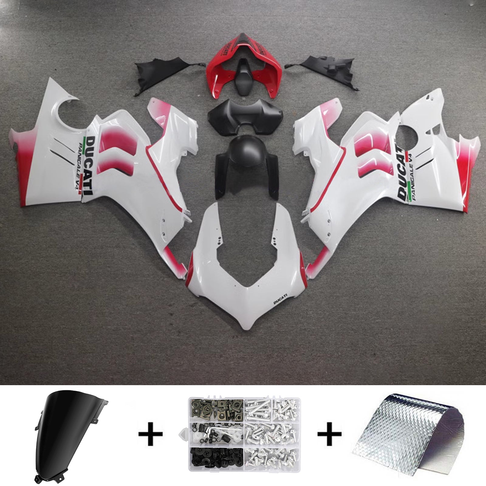Amotopart Ducati 22-24 V4 V4S White Pink Fairing Kit