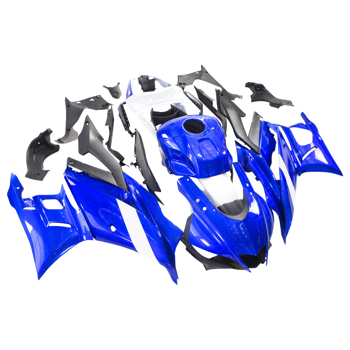 Amotopart 2022–2024 Yamaha YZF-R3 R25 Blau Weiß Grau Verkleidungsset