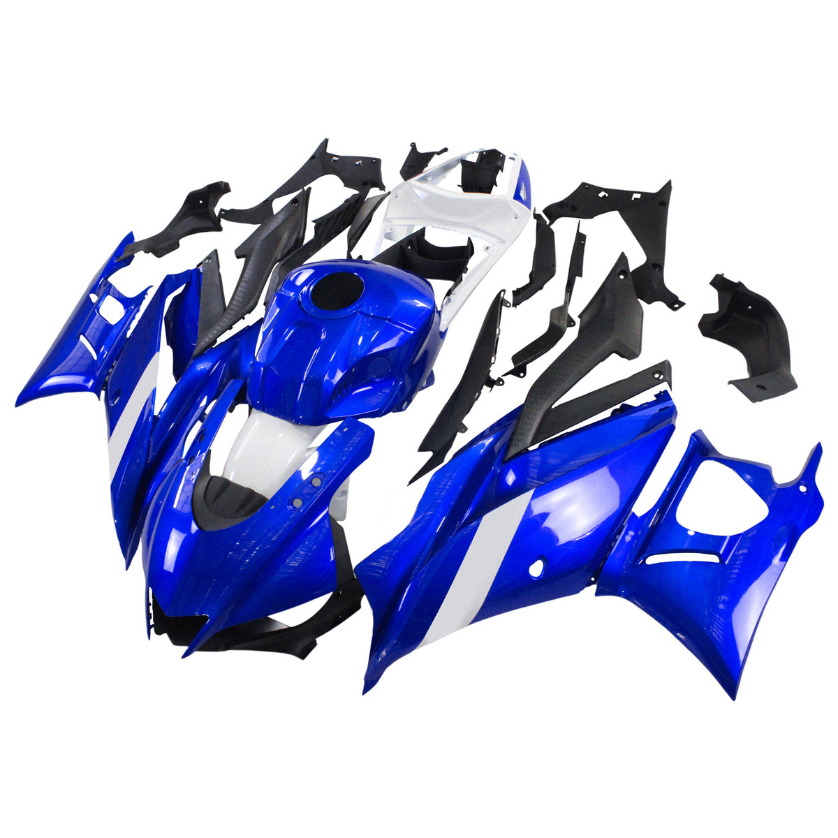 Amotopart 2022–2024 Yamaha YZF-R3 R25 Blau Weiß Grau Verkleidungsset