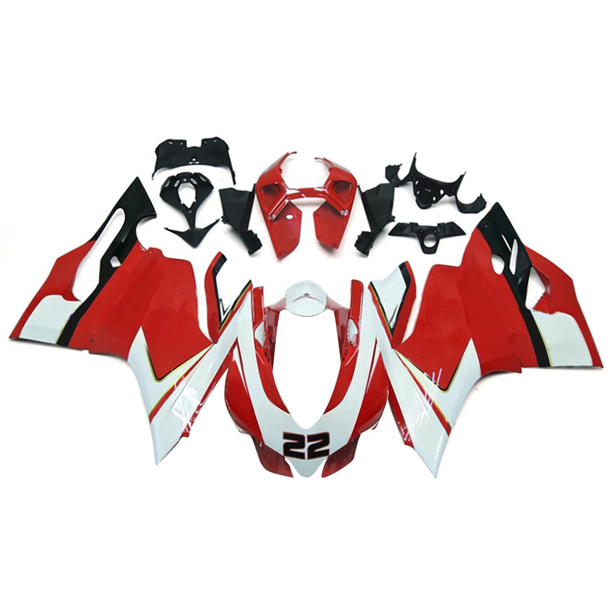 Amotopart 2012-2015 Ducati 899 Red White Fairing Kit