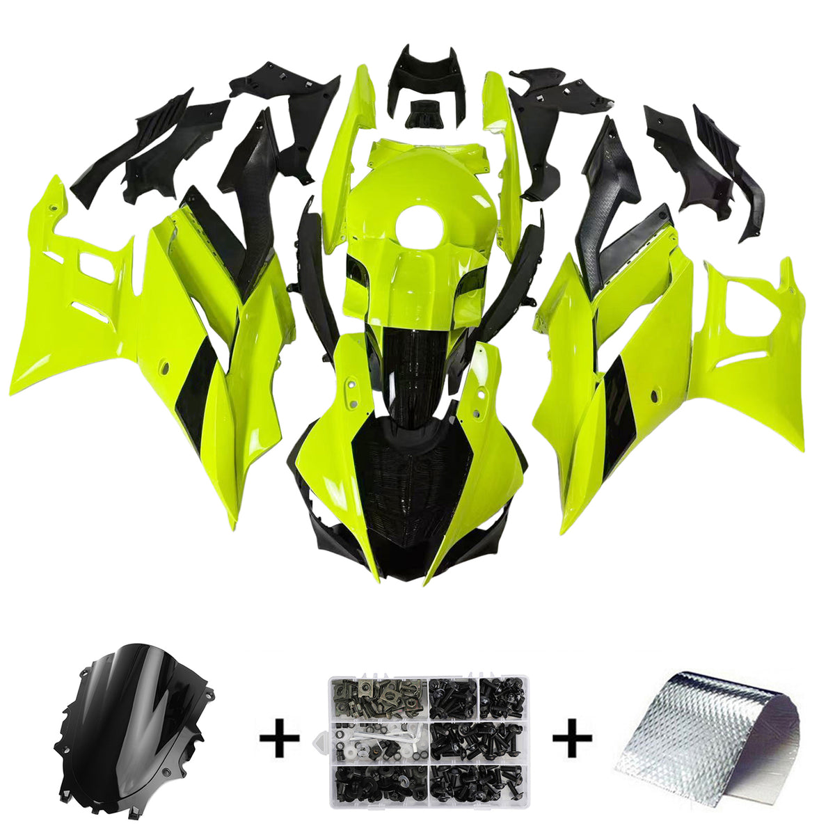 Amotopart 2022-2024 Yamaha YZF-R3 R25 Black White Yellow Fairing Kit