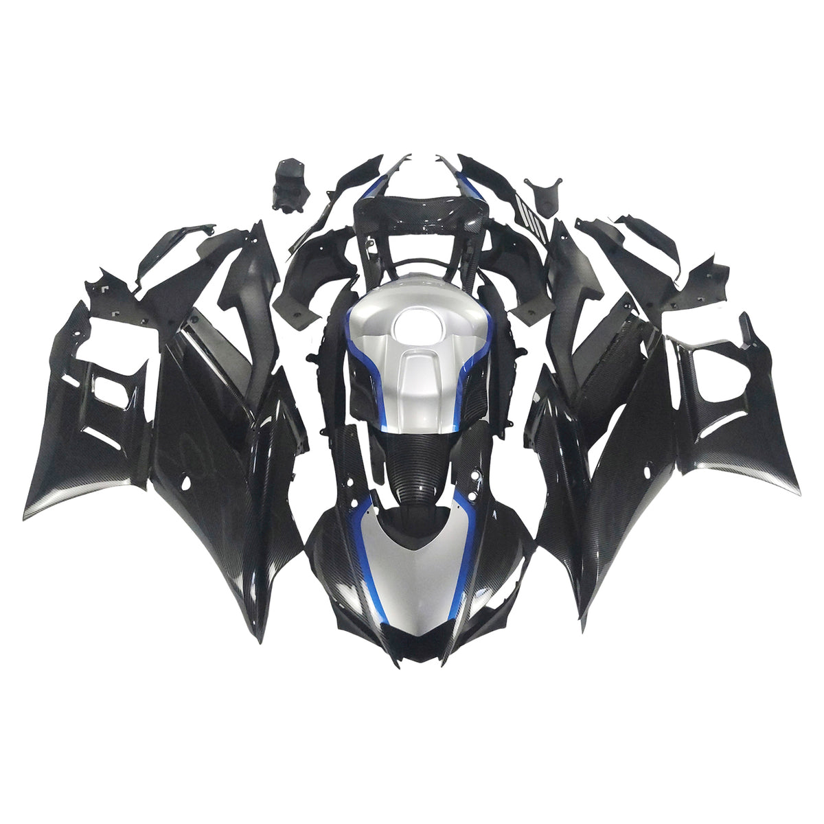 Amotopart 2022–2024 Yamaha YZF-R3 R25 Schwarz Grau Weiß Verkleidungsset