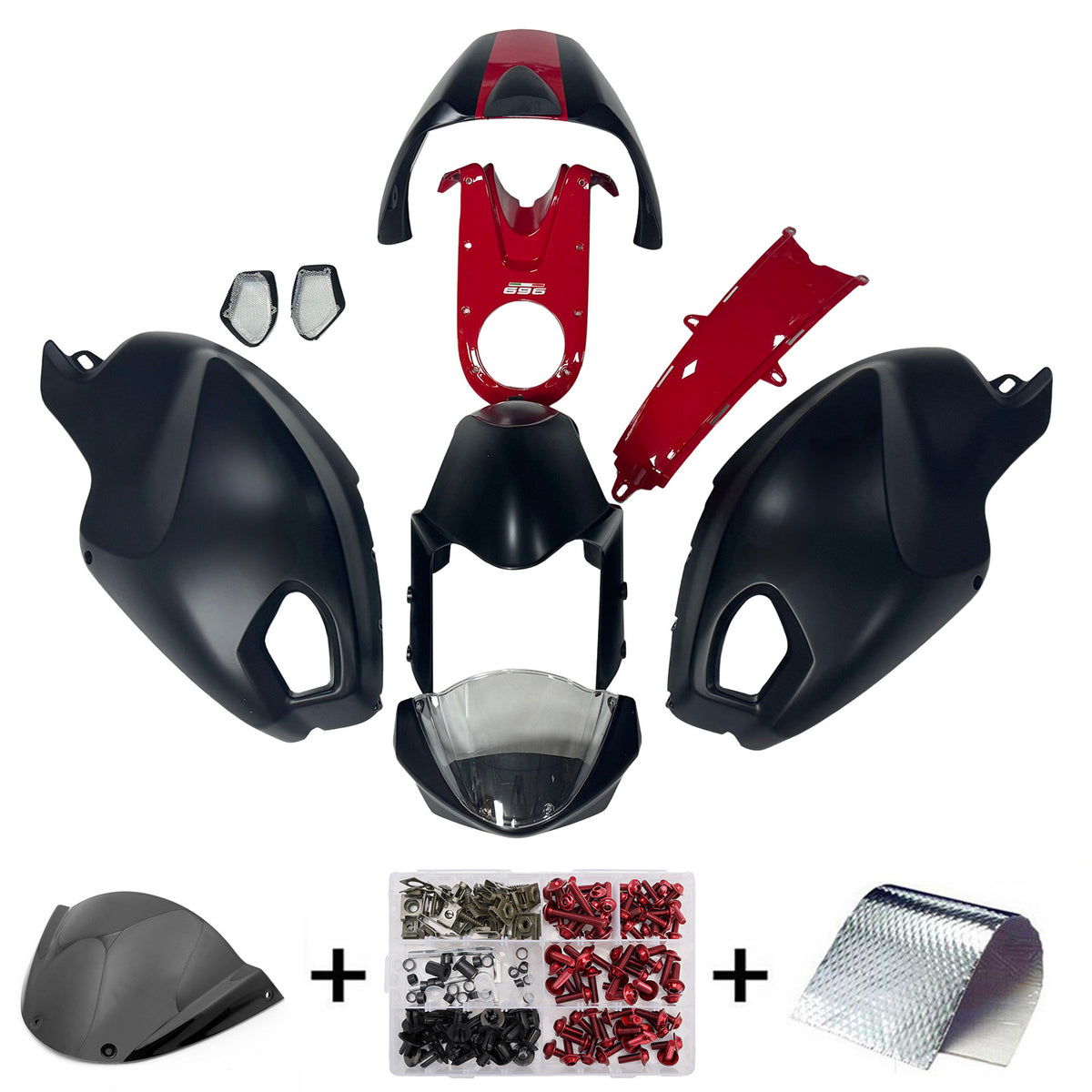 Kit de carenagem preta Amotopart para todos os anos Ducati Monster 696 796 1100 S EVO