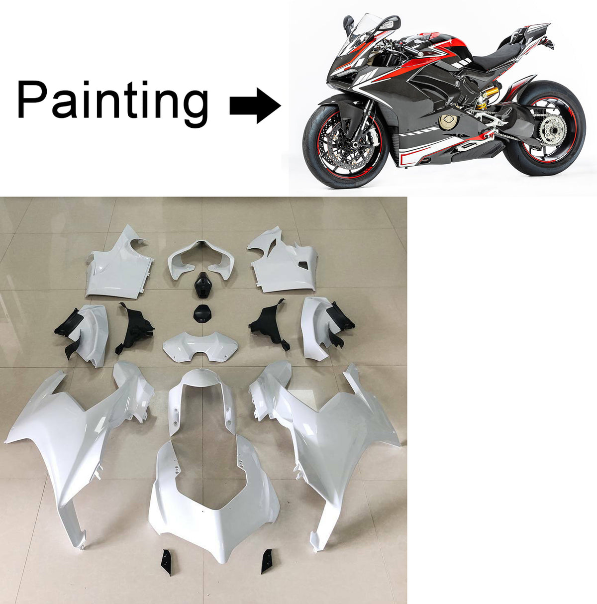 Amotopart 2018-2019 Ducati Panigale V4 V4S Black Fairing Kit