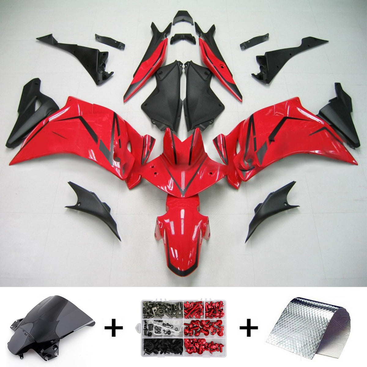 Amotopart 2011-2013 Honda CBR250R Kit de carénage rouge noir
