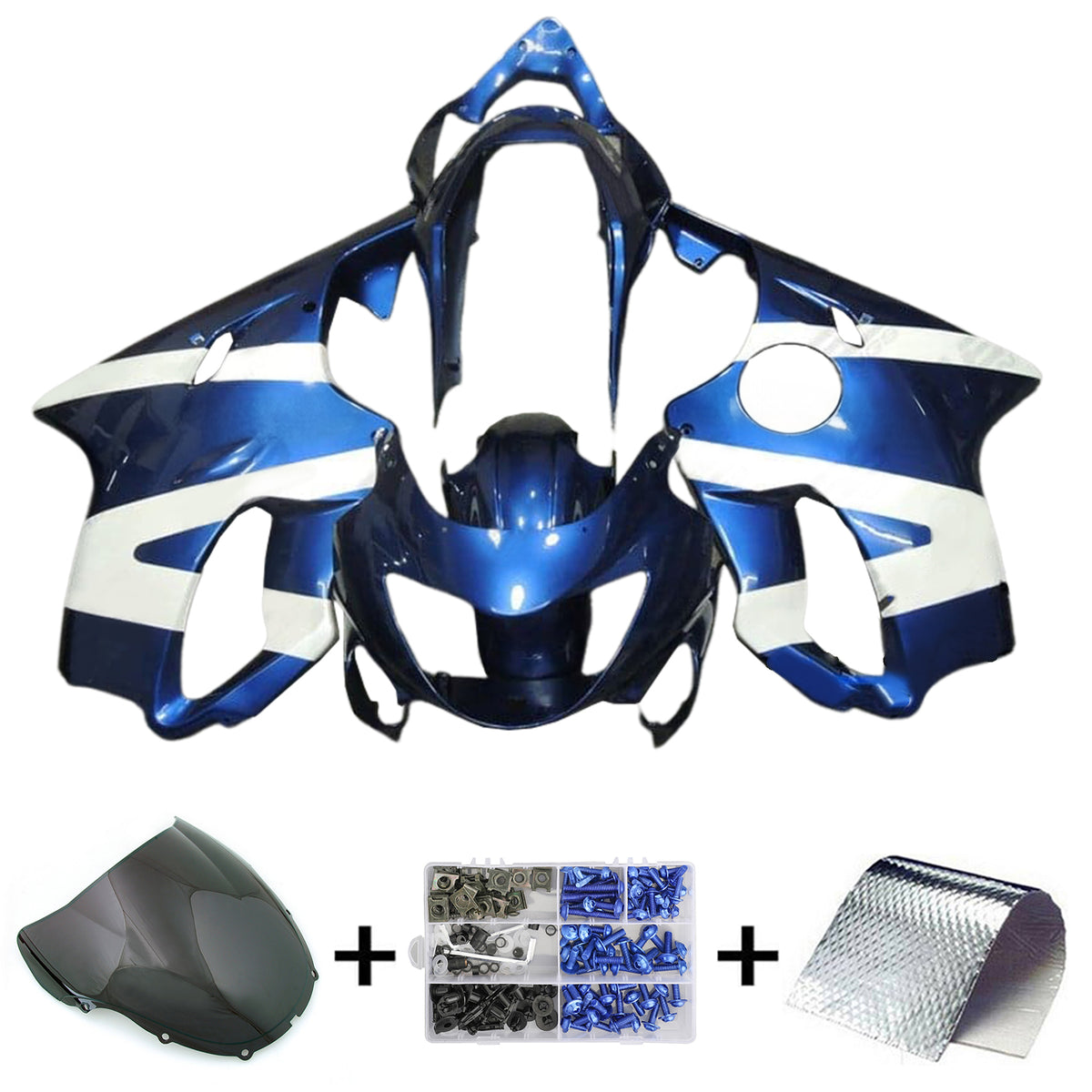 Amotopart 1999–2000 Honda CBR600 F4 Blau-weißes Verkleidungsset