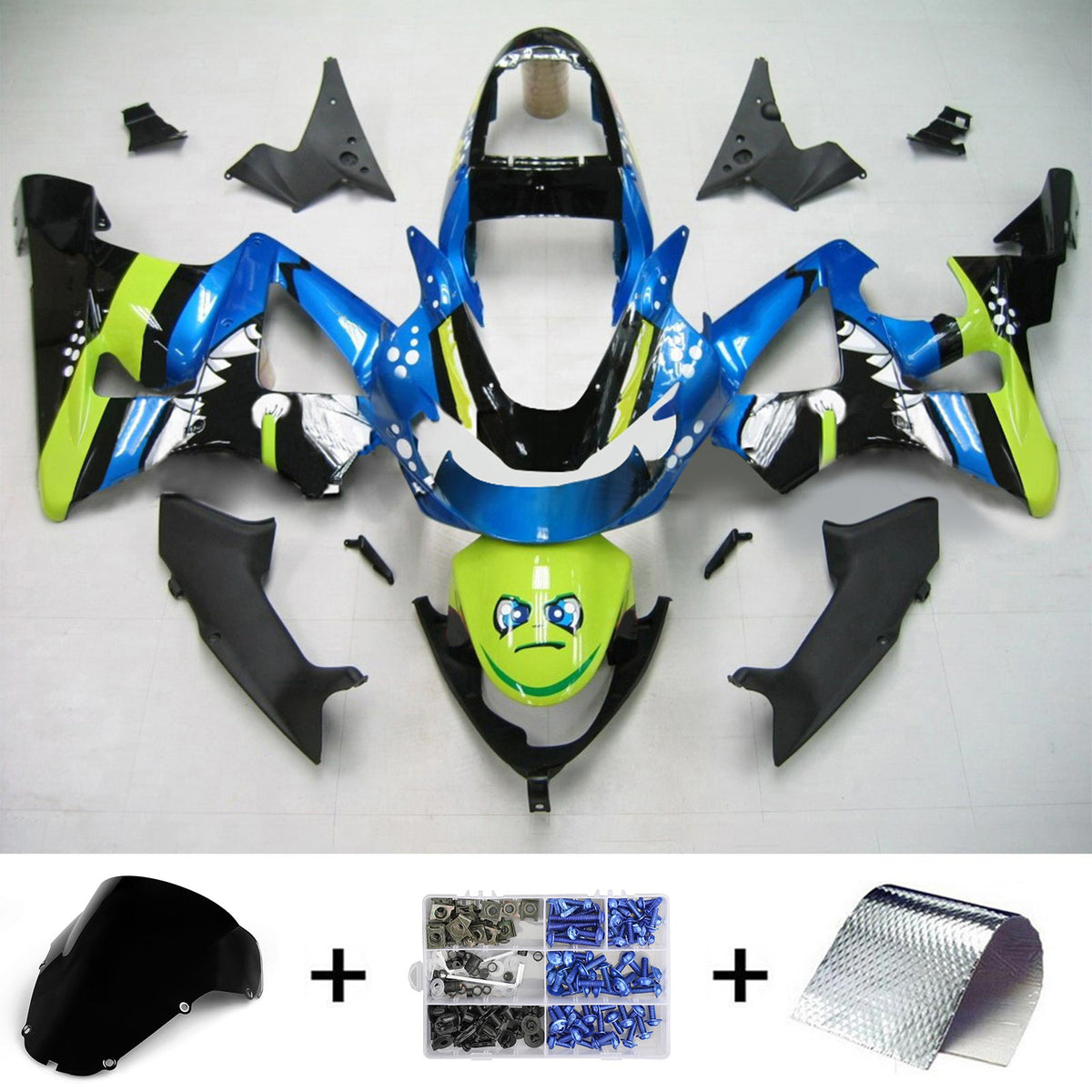 Amotopart 2000-2001 Honda CBR929RR Blue Yellow Fairing Kit