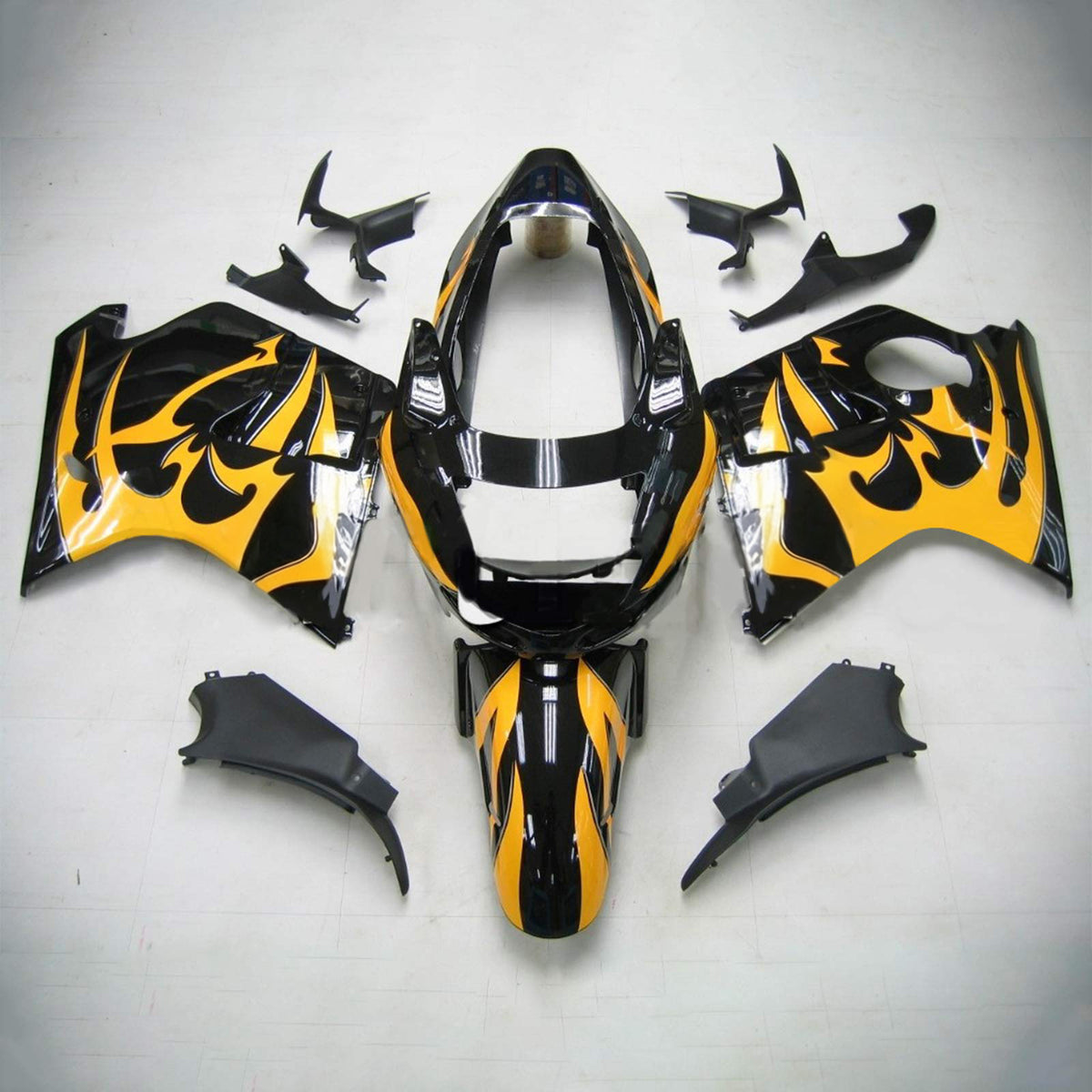 Amotopart 1996-2007 Honda CBR1100XX SuperBlackBird Black Gray Fairing Kit