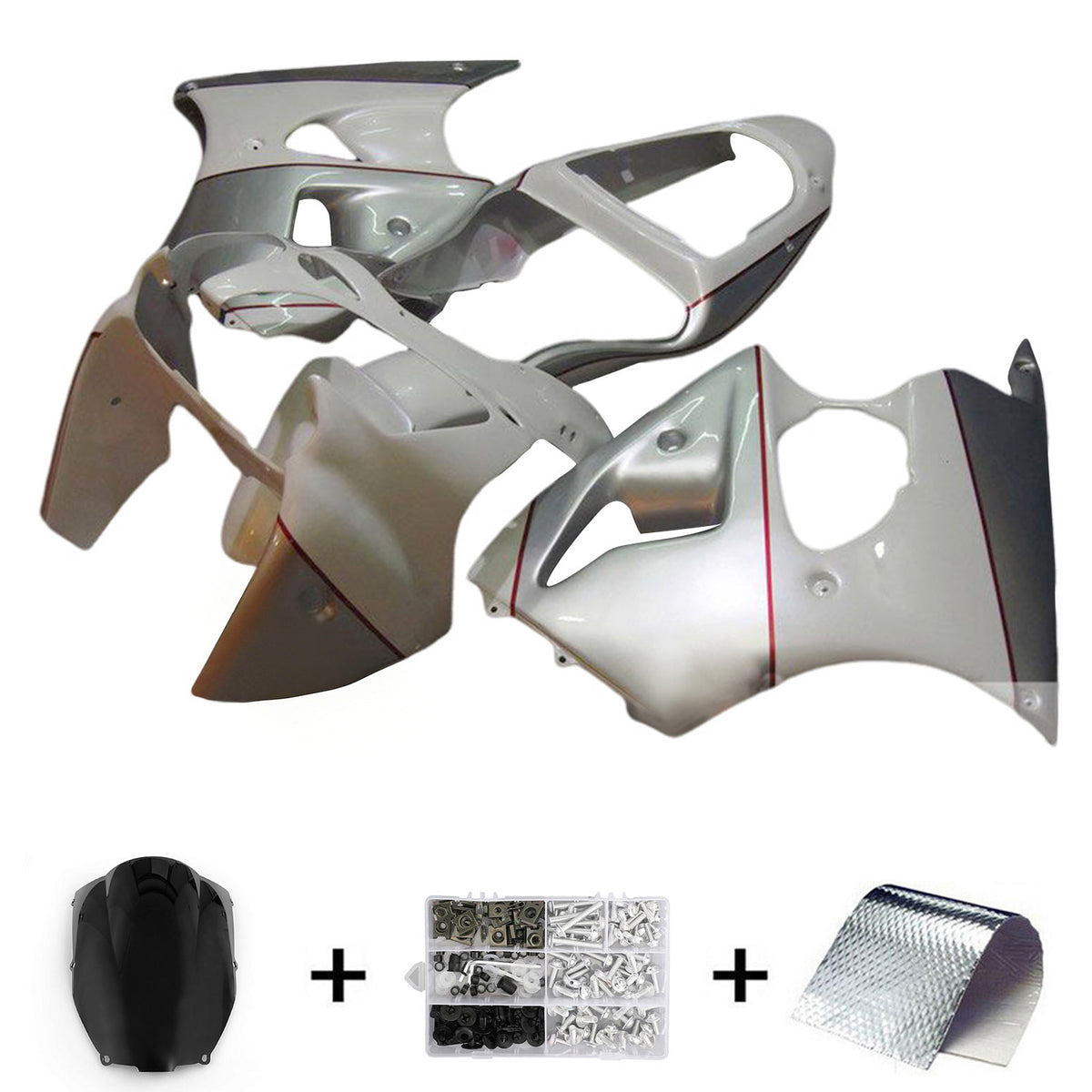 Amotopart 2000-2002 2005-2008 Kawasaki ZX-6R 636 ZZR600 goudgrijs wit kuipset