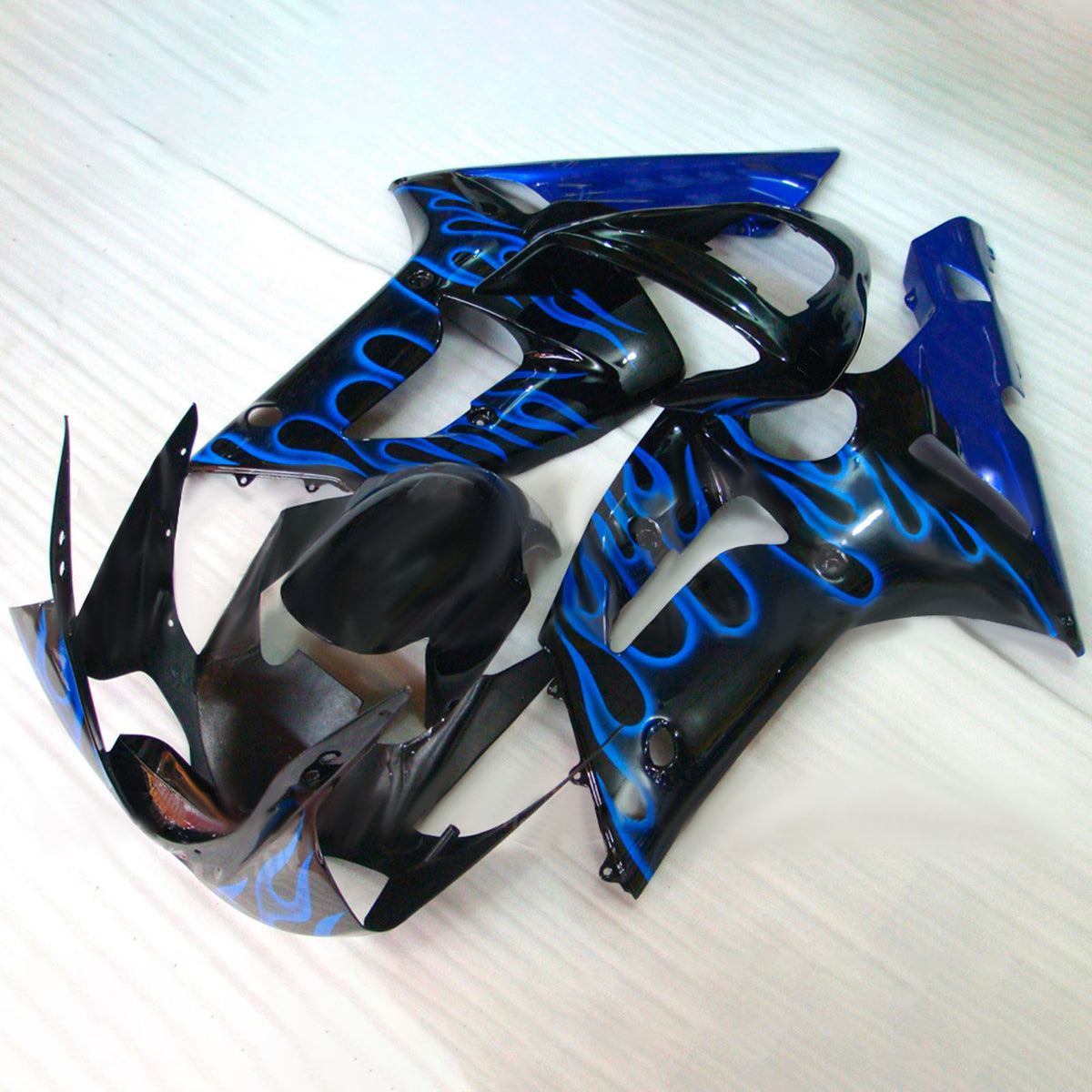 Amotopart 2003-2004 Kawasaki ZX-6R 636 Black Blue Gray Fairing Kit
