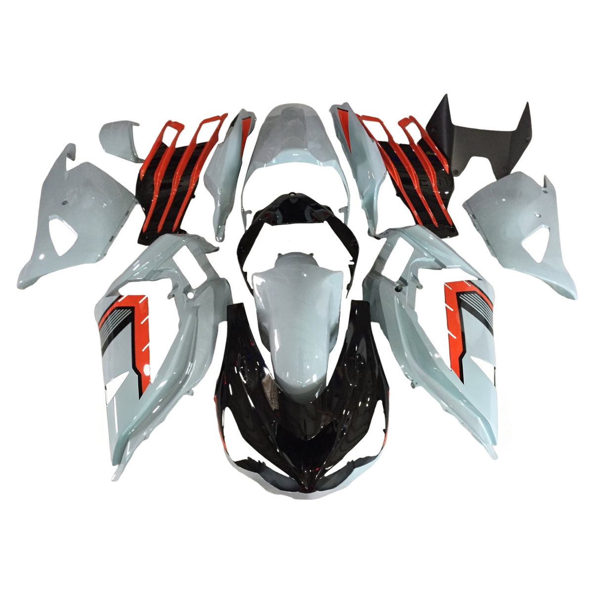 Amotopart 2013-2018 Kawasaki ZX-6R 636 White Black Red Gray Fairing Kit