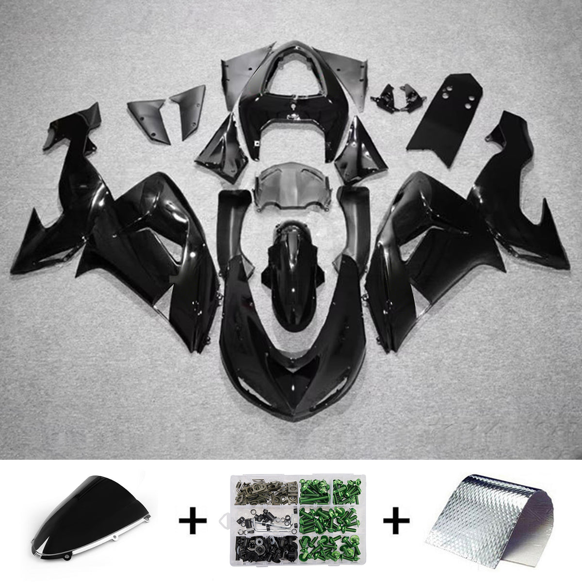 Amotopart 2006-2007 Kawasaki ZX-10R Black Gray Fairing Kit