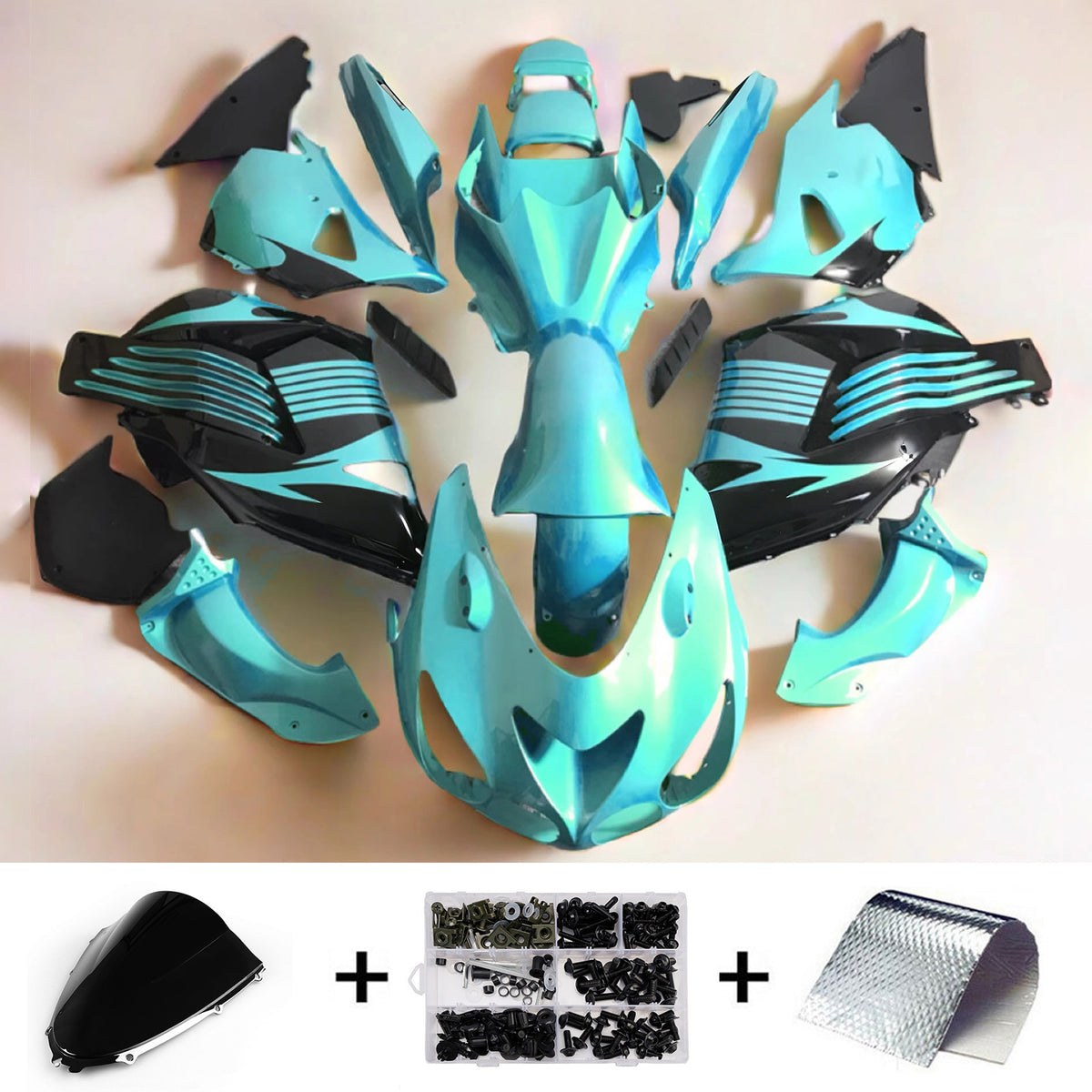 Amotopart 2006-2011 Kawasaki ZX-14R ZZR1400 Gray Black Fairing Kit