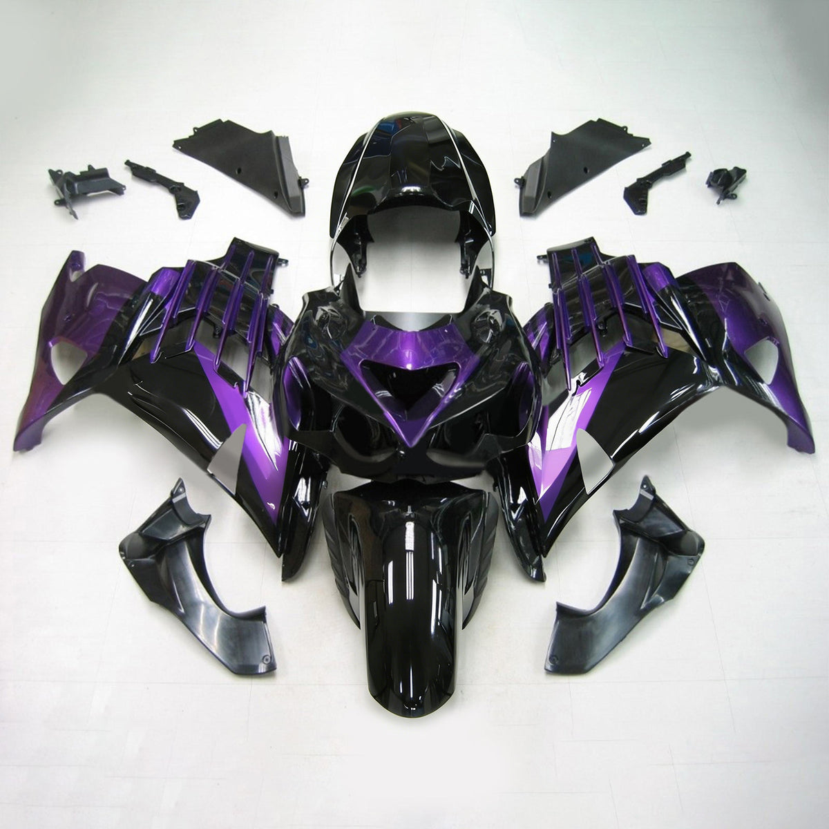 Amotopart 2012-2026 Kawasaki ZX-14R ZZR1400 Grå Sort Lilla Fairing Kit