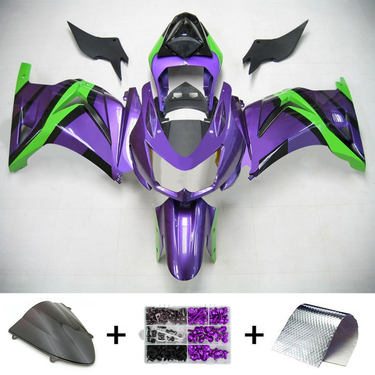 Amotopart 2008–2012 Kawasaki EX250 Ninja 250R Verkleidungsset, Grau