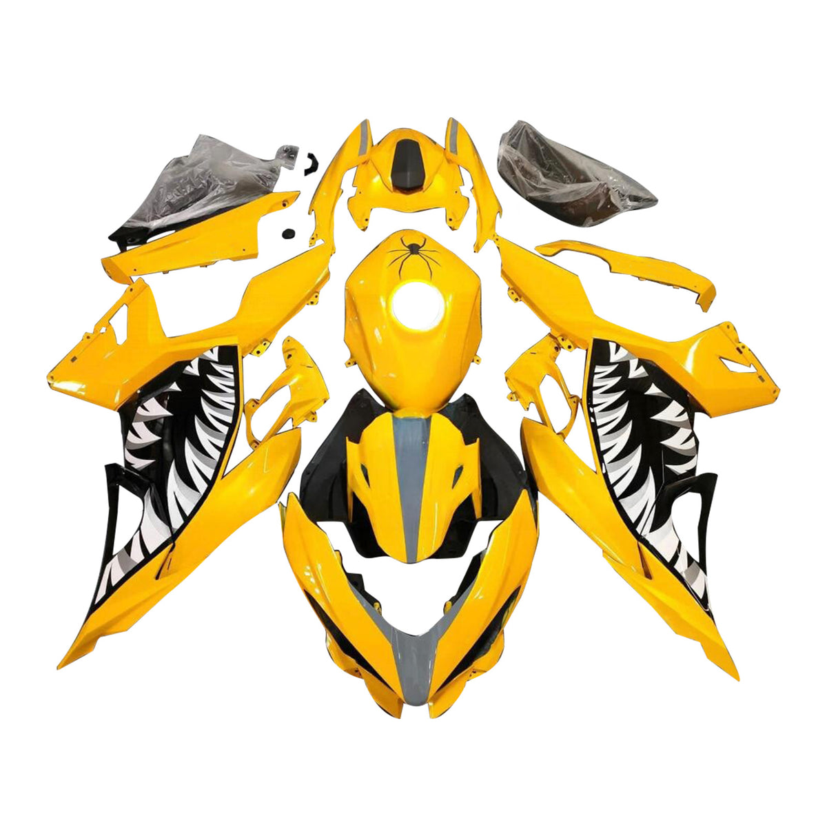Amotopart 2018-2024 Kawasaki EX400 Ninja 400 Kit de carénage noir jaune blanc