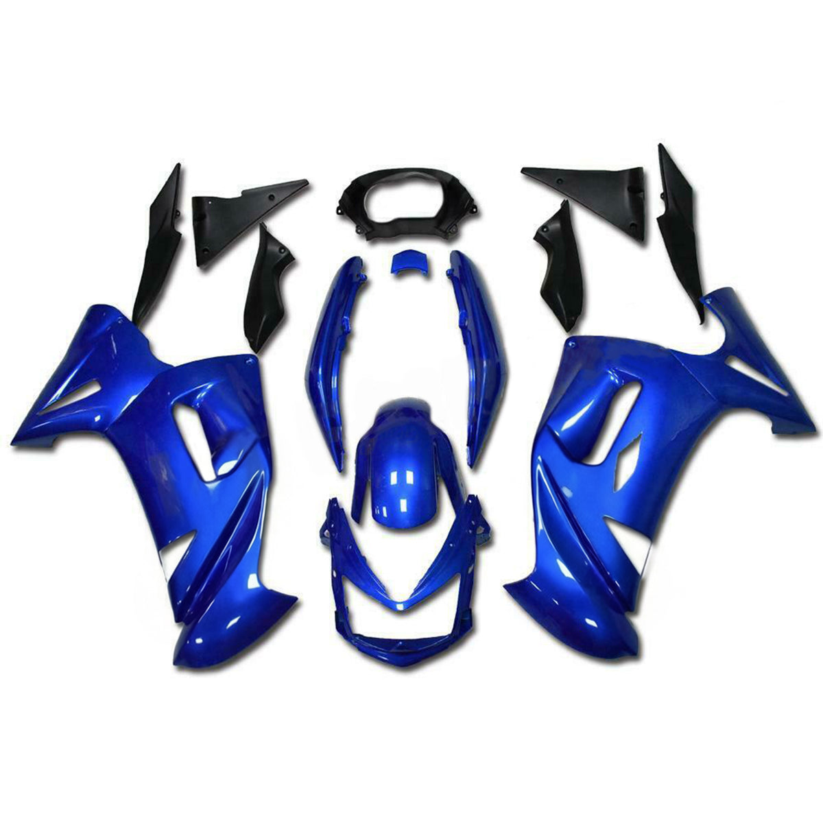 Amotopart 2006-2008 Kawasaki Ninja 650 ER-6F EX650 Sort Hvid Blå Fairing Kit