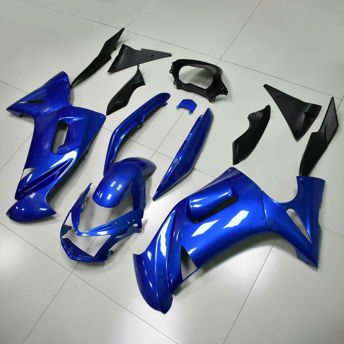 Amotopart 2006-2008 Kawasaki Ninja 650 ER-6F EX650 Sort Hvid Blå Fairing Kit