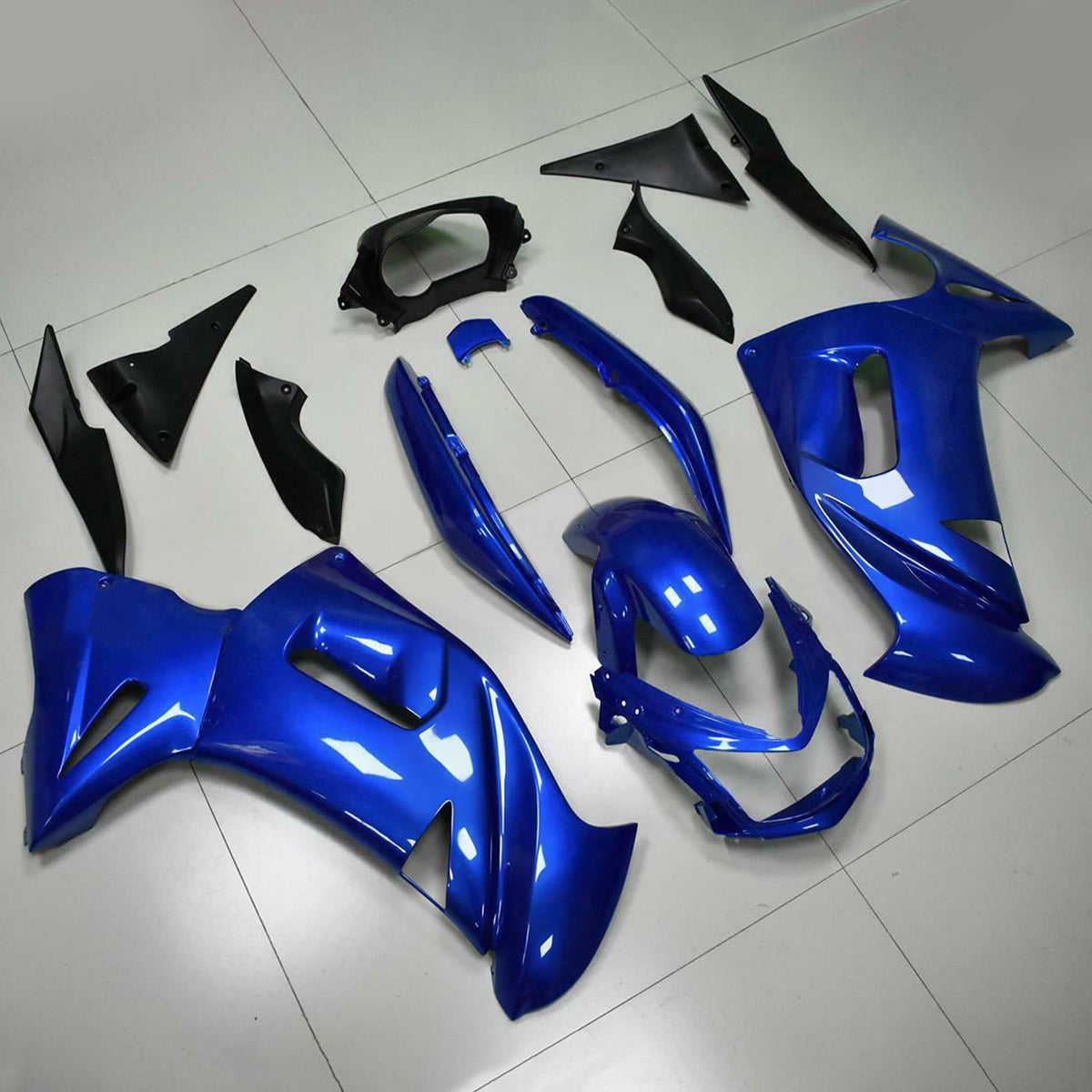 Amotopart 2006-2008 Kawasaki Ninja 650 ER-6F EX650 Sort Hvid Blå Fairing Kit