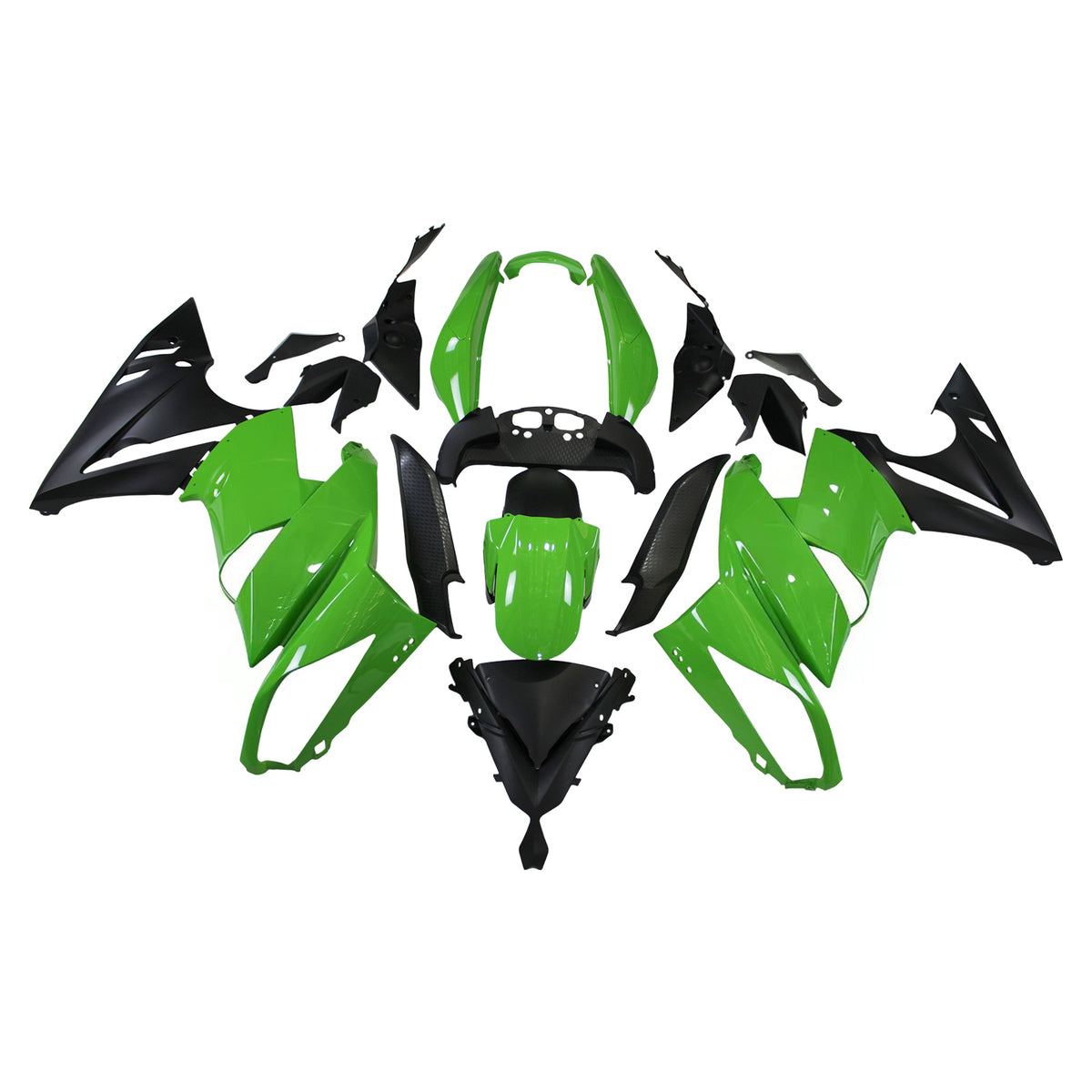 Amotopart 2009-2011 Kawasaki Ninja 650 ER-6F EX650 Black White Green Fairing Kit