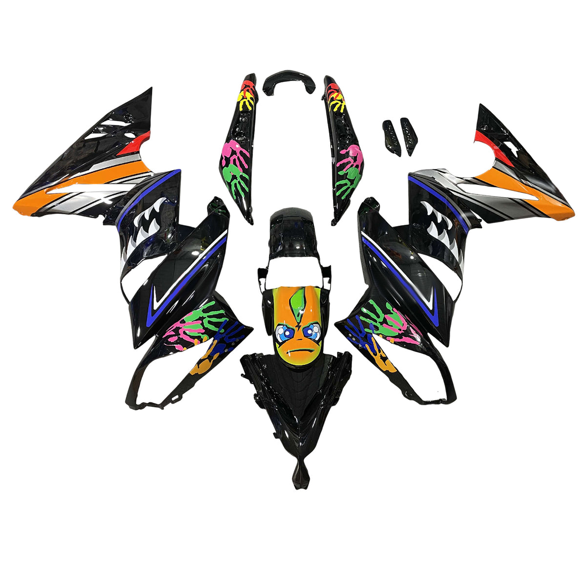 Amotopart 2009-2011 Kawasaki Ninja 650 ER-6F EX650 Black White Orange Fairing Kit