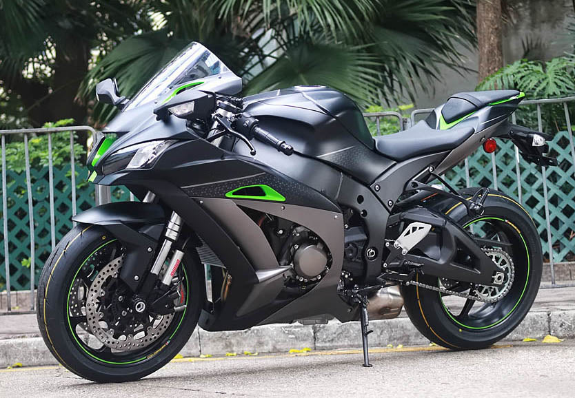 Amotopart 2016–2020 Kawasaki ZX-10R Grau Blau Grün Schwarz Verkleidungsset