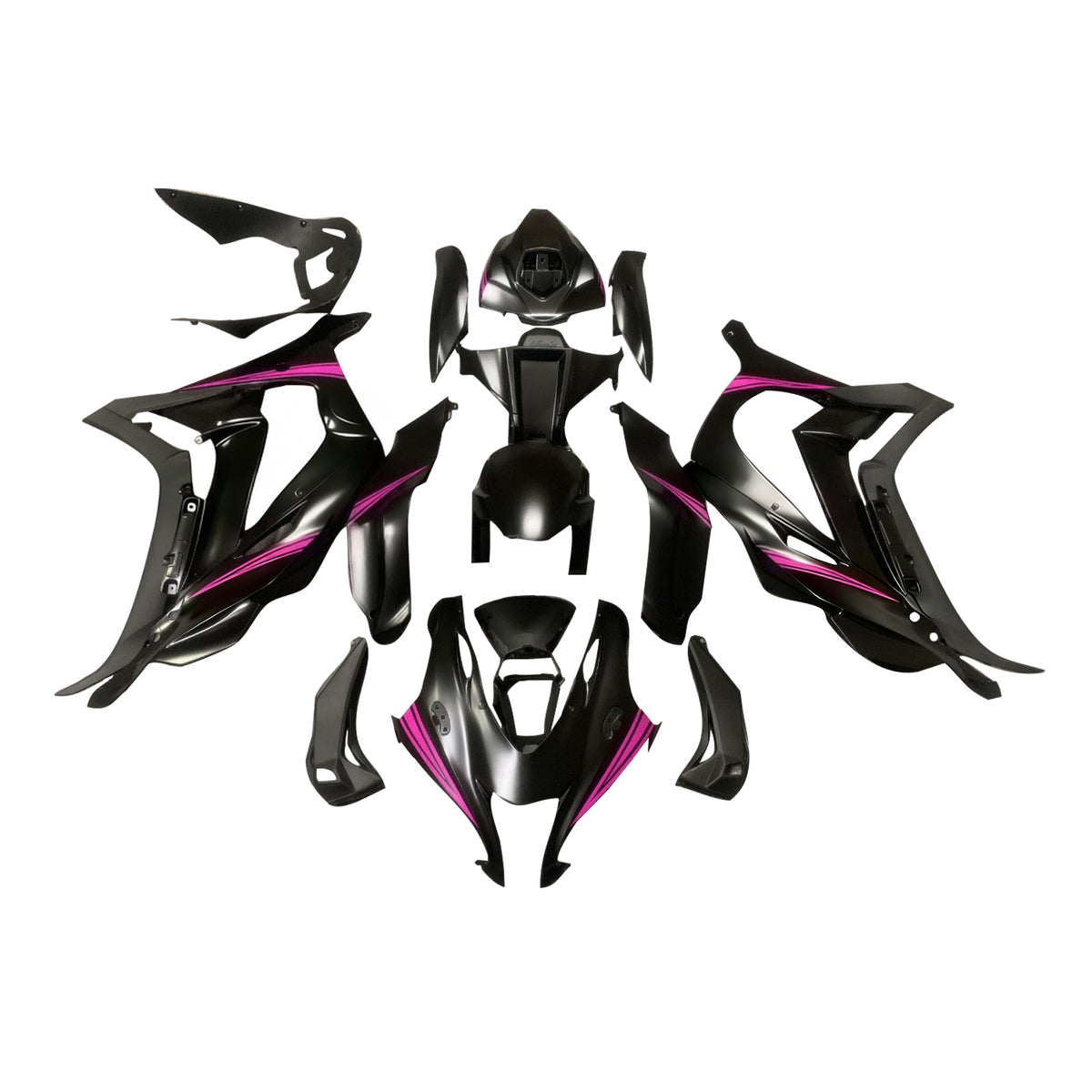 Amotopart 2016–2020 Kawasaki ZX-10R Pink Weiß Schwarz Verkleidungsset