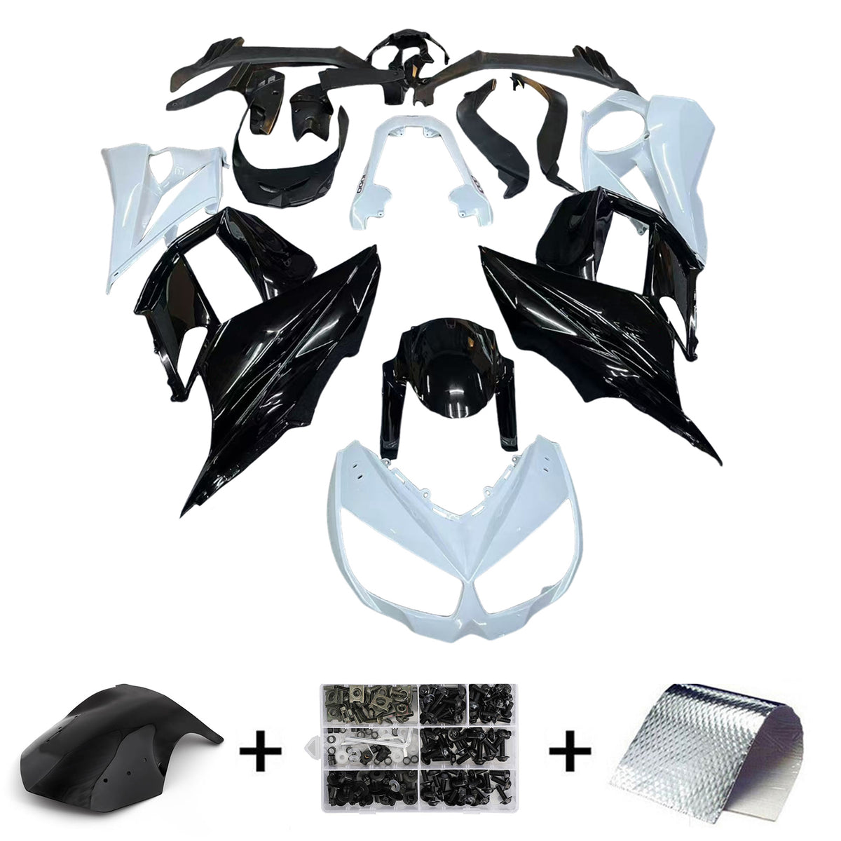 Kit carena Amotopart 2010-2015 Kawasaki Z1000SX nero bianco