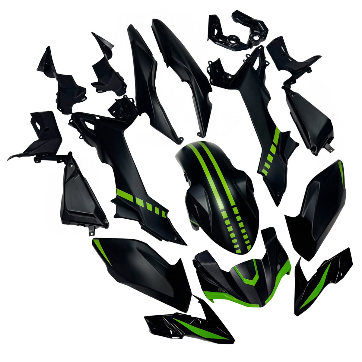 Amotopart 2017-2019 Kawasaki Z650 Black Green Fairing Kit