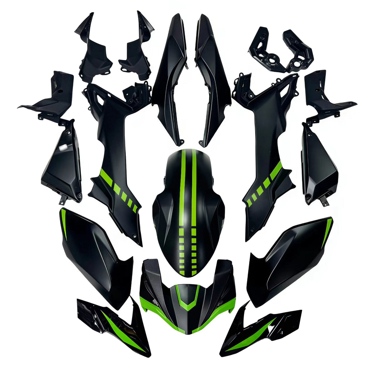 Amotopart 2017-2019 Kawasaki Z650 Black Green Fairing Kit