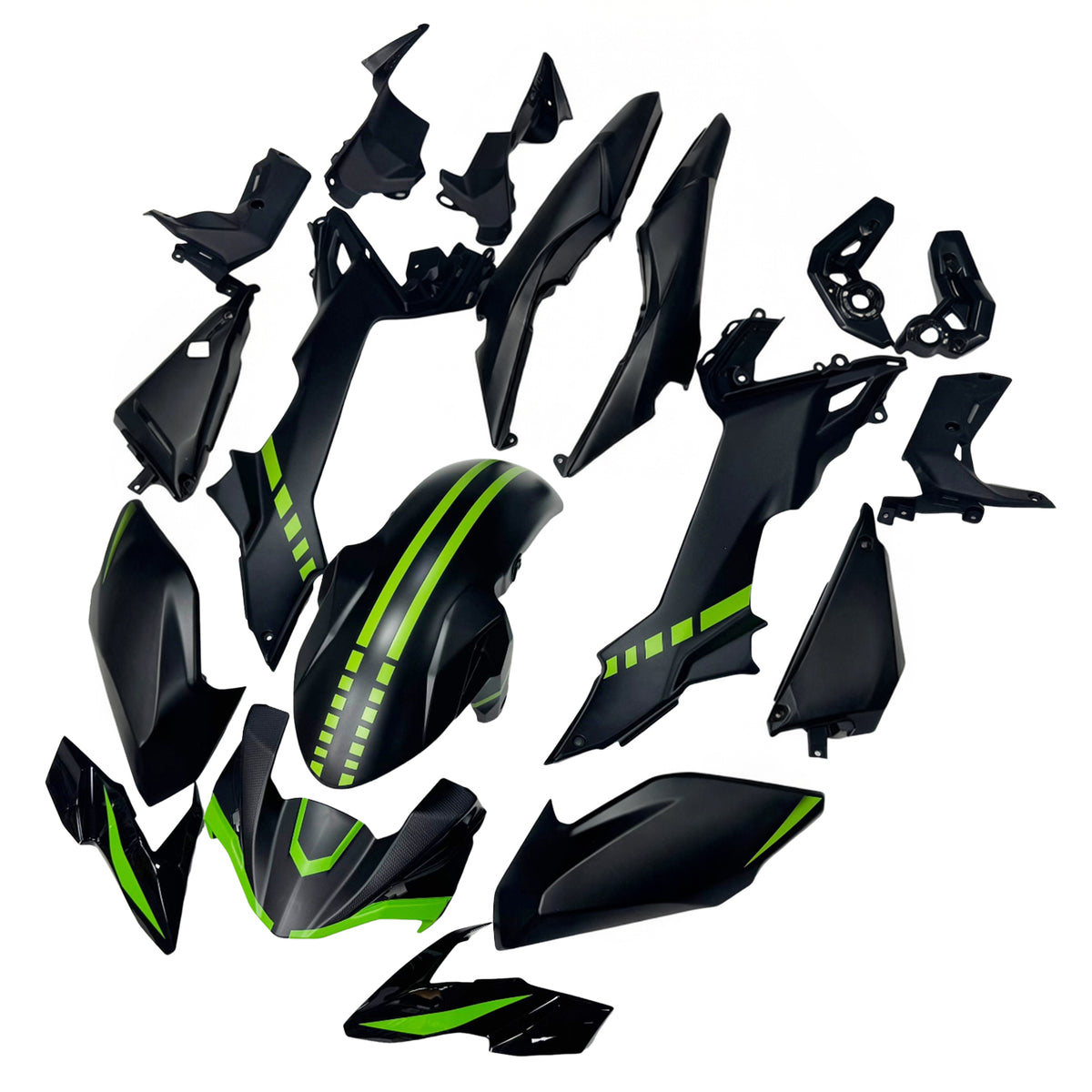 Amotopart 2017-2019 Kawasaki Z650 Black Green Fairing Kit