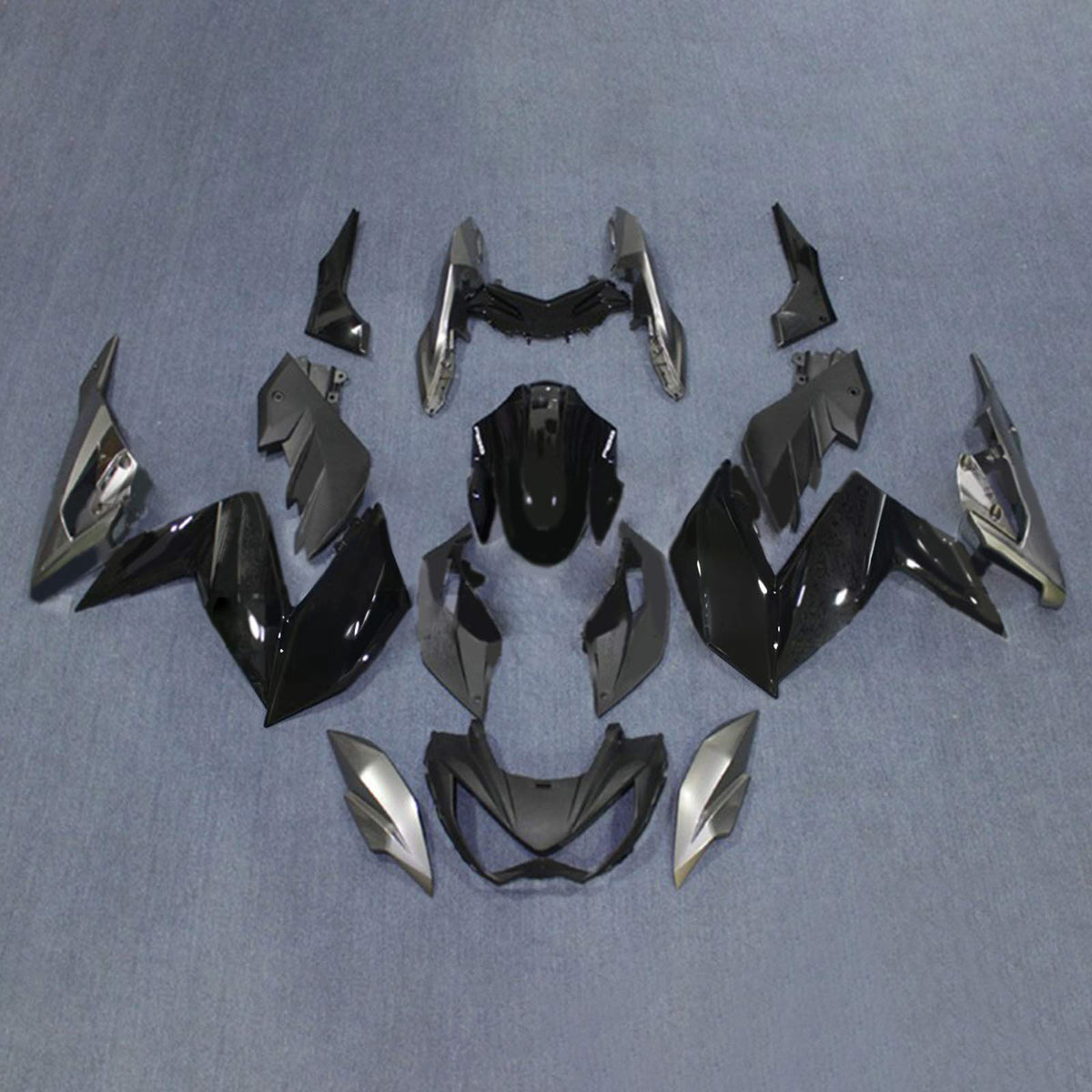 Amotopart 2015-2016 Kawasaki Z250 Z300 Black Gray Fairing Kit