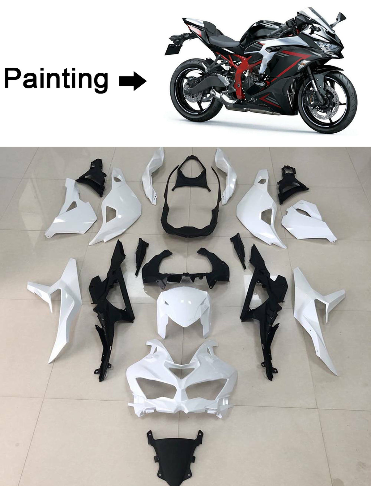 Amotopart 2019-2025 Kawasaki Ninja ZX-25R ブラック グレー フェアリングキット