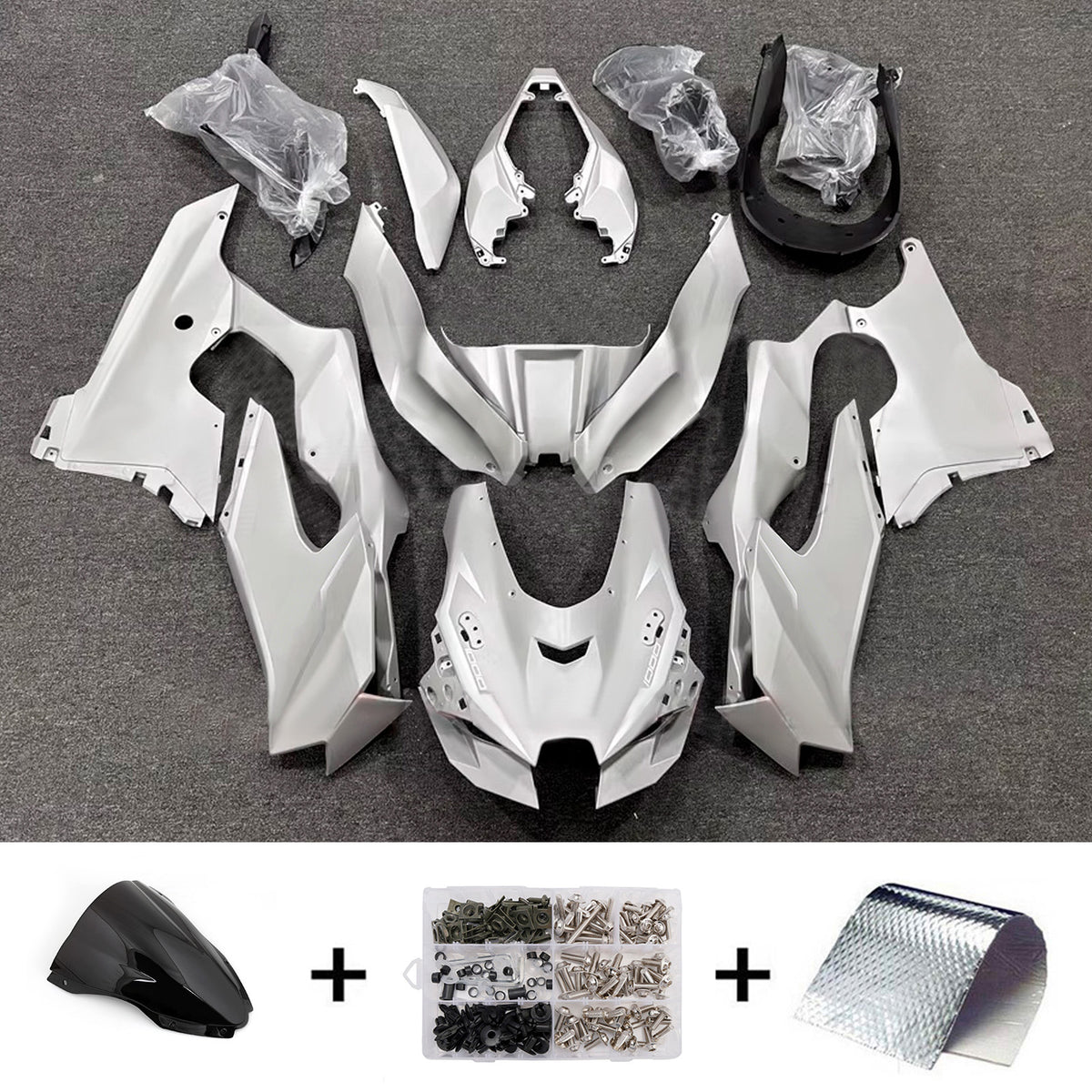 Amotopart 2021-2025 Kawasaki ZX-10R ZX-10RR Black Gray Fairing Kit