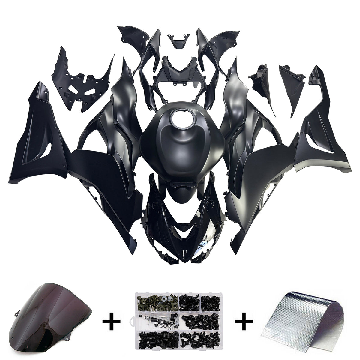 Amotopart 2024-2026 Kawasaki ZX-6R Gray Black White Fairing Kit
