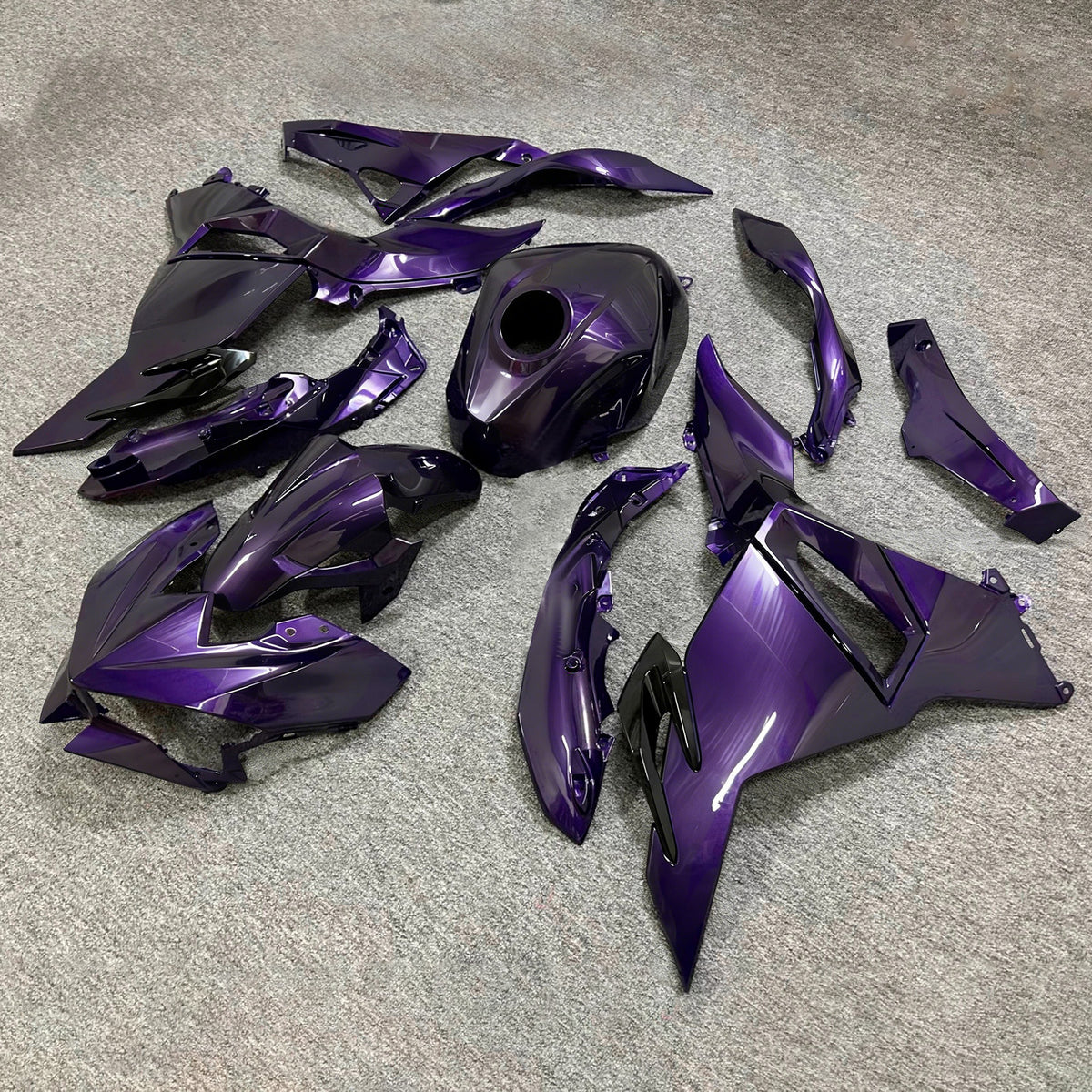 Amotopart 2024-2025 Kawasaki Ninja 500 Black Gray Fairing Kit