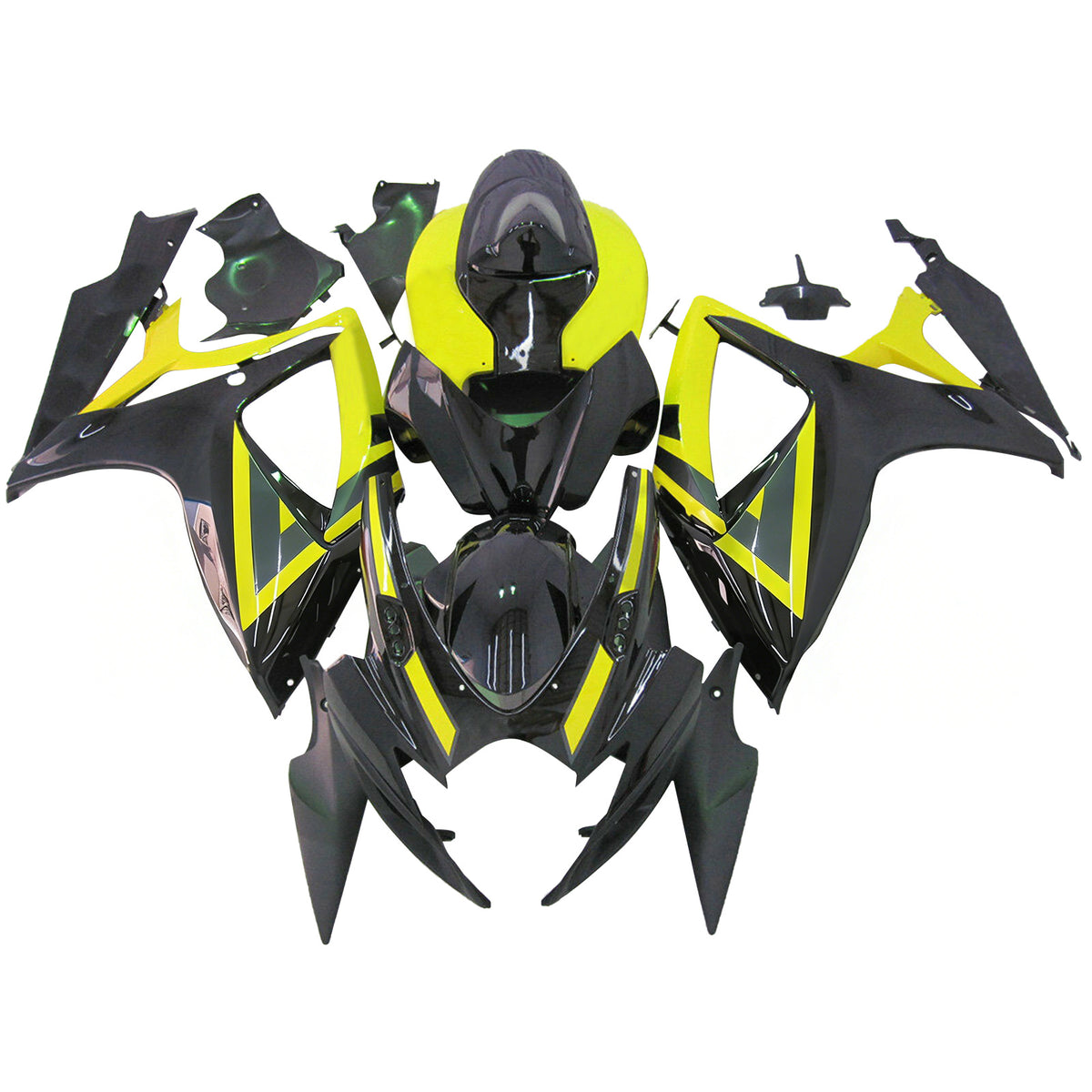 Amotopart 2006–2007 Suzuki GSX-R600 750 K6 Grau Schwarz Gelb Weiß Verkleidungsset